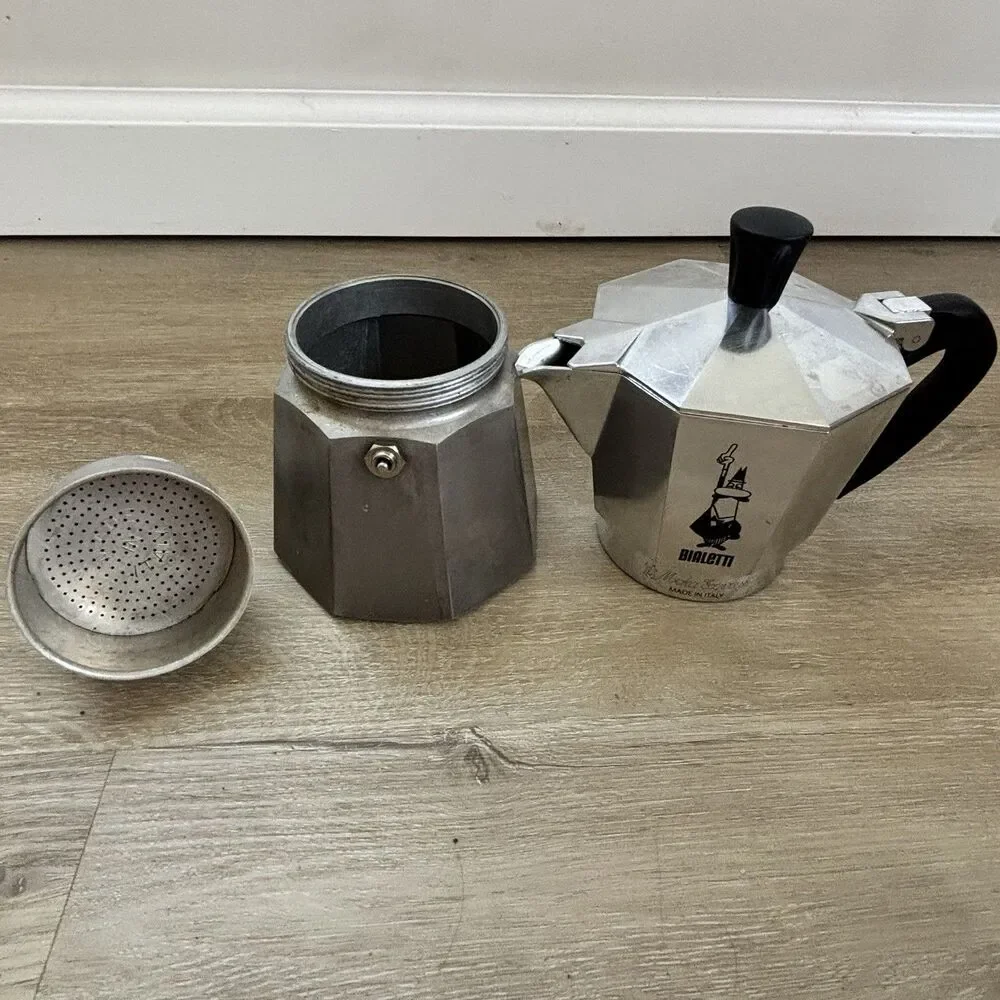 Bialetti Moka Express Espresso Maker Aluminum Stovetop Coffee Pot 3Cup Italy VTG